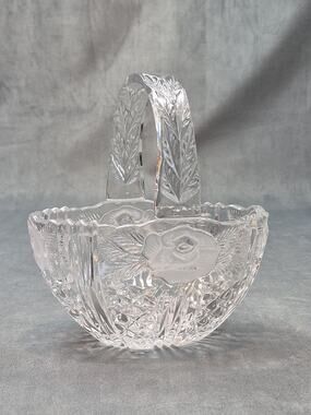 Annahutte Bleikristall Cut Crystal 24% lead Glass Basket Vintage